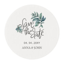 Watercolor Botanical Handwritten Save The Date Edible Frosting Rounds