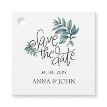 Watercolor Botanical Handwritten Save The Date Favor Tags