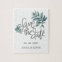 Watercolor Botanical Handwritten Save The Date Jigsaw Puzzle