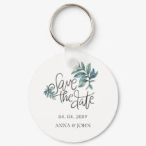 Watercolor Botanical Handwritten Save The Date Keychain