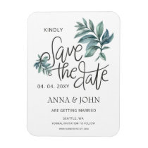 Watercolor Botanical Handwritten Save The Date Magnet