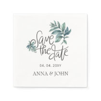 Watercolor Botanical Handwritten Save The Date Napkins
