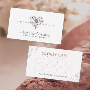 Watercolor Botanical Heart Loyalty Rewards Business Card