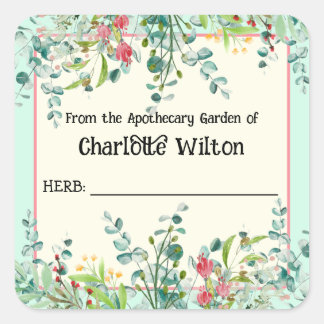 Watercolor Botanical Herb Garden Product Label