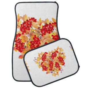 Watercolor botanical illustration. Heart shaped au Car Floor Mat