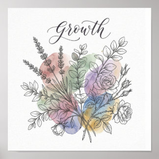 Watercolor Botanical Illustration Square Poster