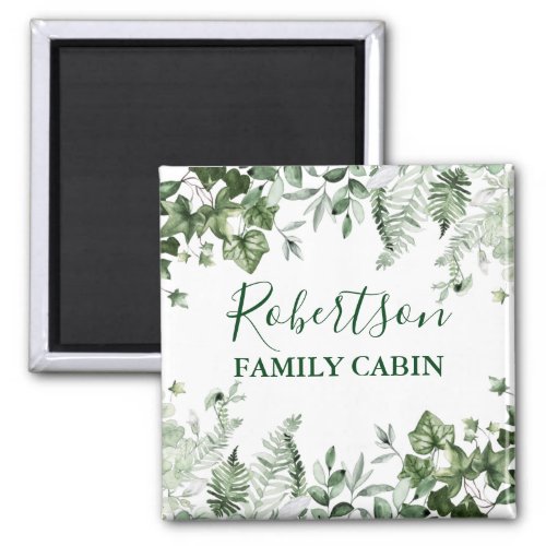 Watercolor Botanical Ivy Ferns Sage Family Cabin Magnet