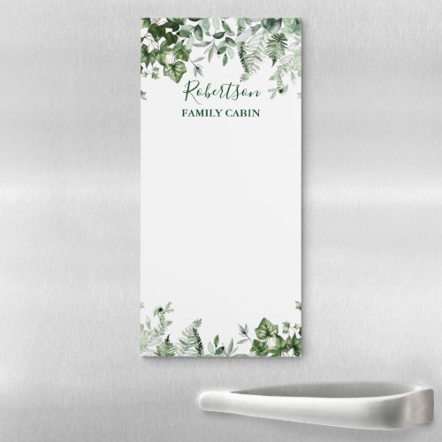 Watercolor Botanical Ivy Sage Ferns Family Cabin Magnetic Notepad