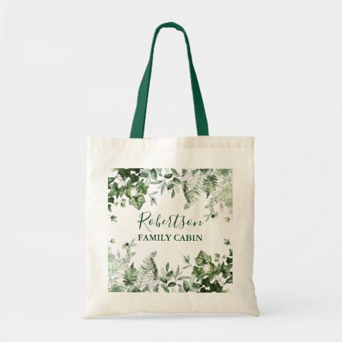 Watercolor Botanical Ivy Sage Ferns Family Cabin Tote Bag