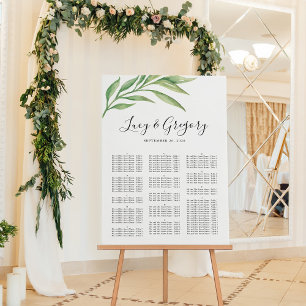 Watercolor Botanical Leaves 24 x 36 Seating Chart