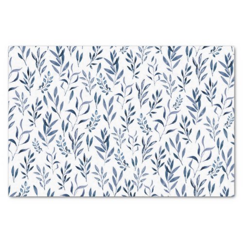 Watercolor Botanical Leaves Blue Tissue Paper