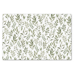 Watercolor Botanical Leaves Green Tissue Paper