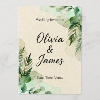 Watercolor Botanical Leaves Invitation