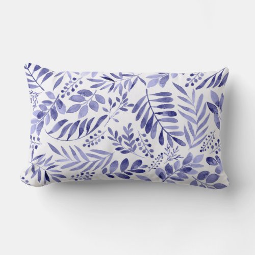 Watercolor Botanical Leaves Lumbar Pillow