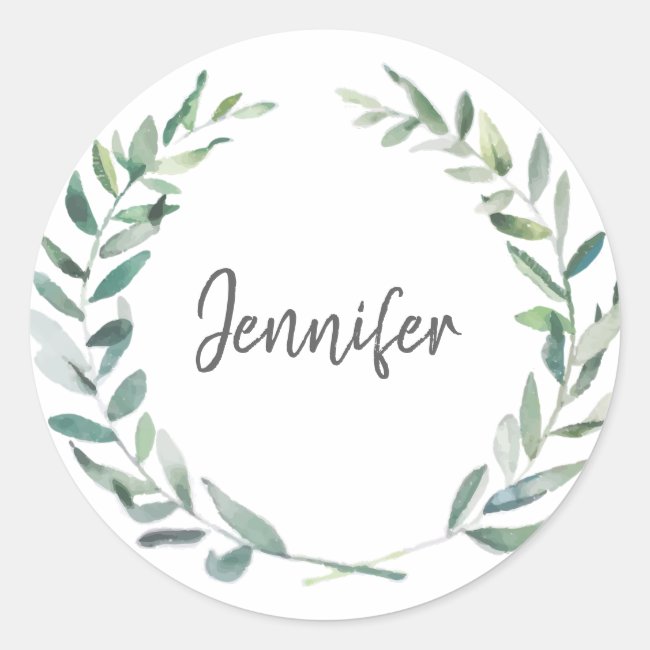 Watercolor botanical leaves monogram name seals