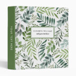 Watercolor Botanical Leaves Pattern Personalized  3 Ring Binder at Zazzle