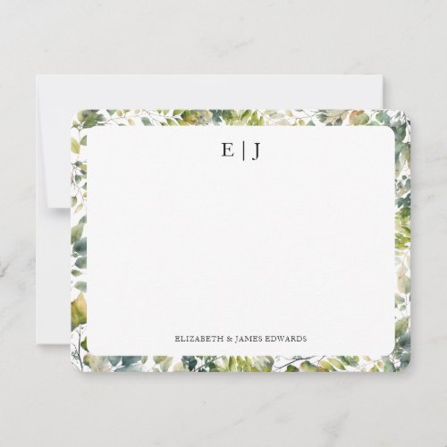 Watercolor Botanical Leaves Personalized Note Card