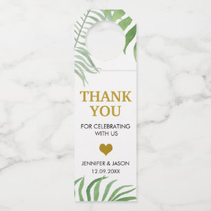 Watercolor Botanical Leaves Wedding Thank You Bottle Hanger Tag