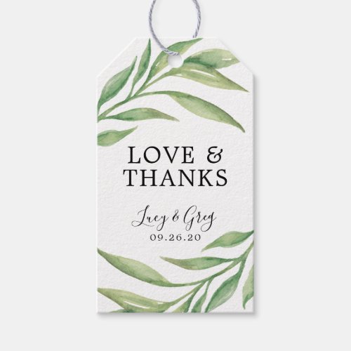 Watercolor Botanical Leaves  Wedding Thank You Gift Tags