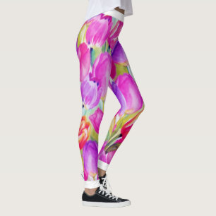Watercolor botanical leggings