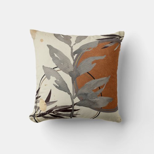 Watercolor Botanical Orange Throw Pillow