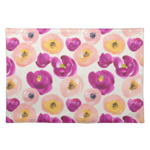 Watercolor Botanical Pattern Cloth Placemat