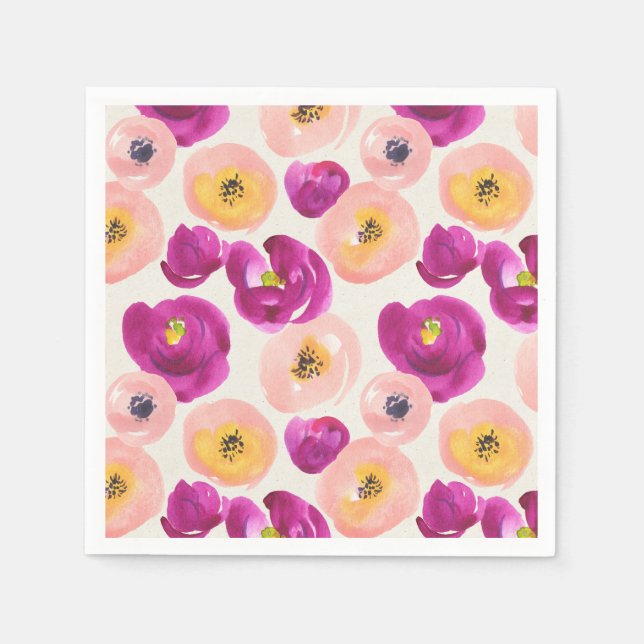 Watercolor Botanical Pattern Napkins (Front)