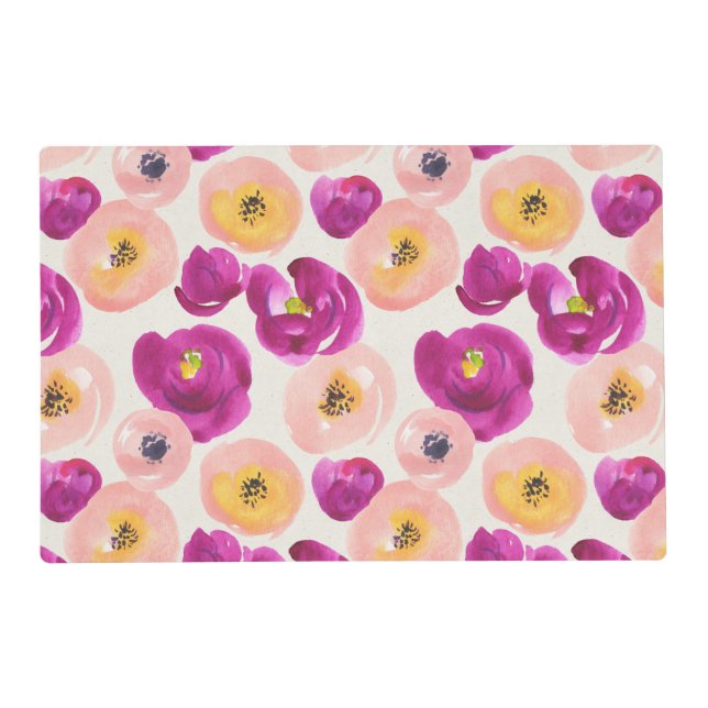 Watercolor Botanical Pattern Placemat (Front)