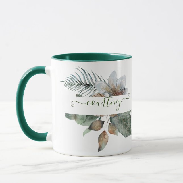 Watercolor botanical personalized mug (Left)