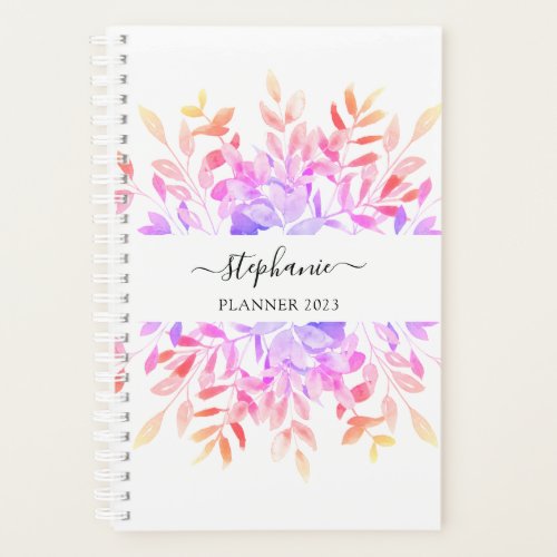 Watercolor Botanical Personalized  Planner