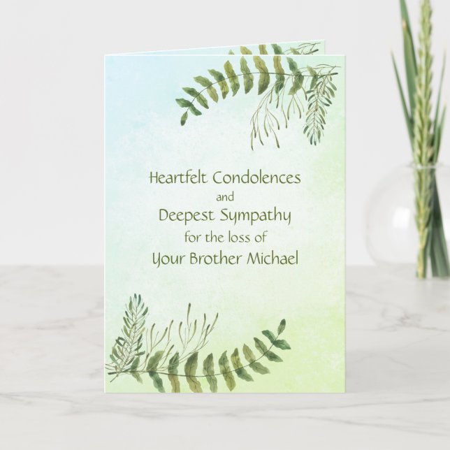 Watercolor Botanical Personalized Sympathy Card (Front)