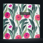 Watercolor Botanical Poppies Floral Pattern 3 Ring Binder<br><div class="desc">Watercolor inspired red poppies pattern with botanical greenery.  Personalize name inside gray rectangle at front.</div>