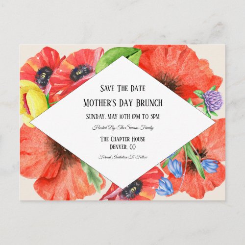 Watercolor Botanical Save The Date Brunch Announcement Postcard