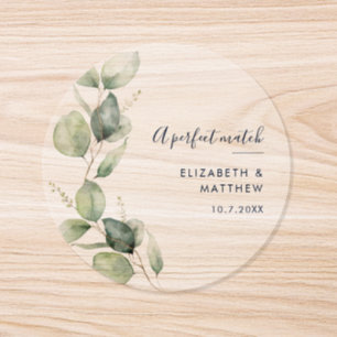 Watercolor Botanical Script Wedding Custom Classic Round Sticker