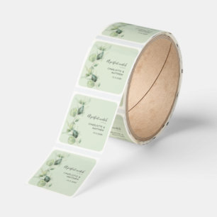Watercolor Botanical Script Wedding Custom Square Sticker