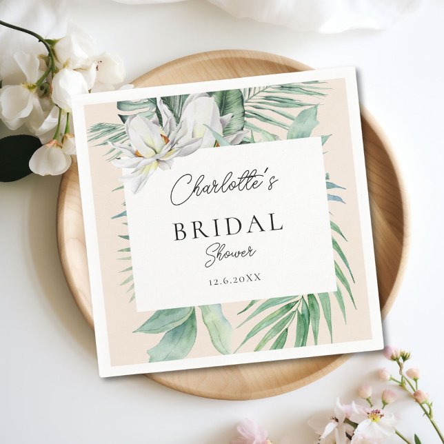 Watercolor Botanical Spring Bridal Shower   Napkins (Personalized Watercolor Botanical Spring Bridal Shower Napkins)