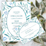 Watercolor Botanical Star David Bar Bat Mitzvah RSVP Card<br><div class="desc">Perfect RSVP enclosure card to announce a bat mitzvah, bar mitzvah or other Jewish celebration! Hand made watercolor art for you on the front and back side! FULLY CUSTOMIZABLE! Click on “Personalize” above to edit the text and add your link to the QR code. Click "edit using design tool" to...</div>