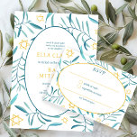 Watercolor Botanical Star David Bar Bat Mitzvah RSVP Card<br><div class="desc">Perfect RSVP enclosure card to announce a bat mitzvah, bar mitzvah or other Jewish celebration! Hand made watercolor art for you on the front and back side! FULLY CUSTOMIZABLE! Click on “Personalize” above to edit the text and add your link to the QR code. Click "edit using design tool" to...</div>