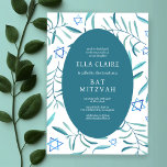 Watercolor Botanical Star of David Bar Bat Mitzvah Invitation<br><div class="desc">Perfect card to announce a bat mitzvah, bar mitzvah or other Jewish celebration! Hand made watercolor art for you on the front and back side! FULLY CUSTOMIZABLE! Click on “Personalize” above to edit the text. Click "edit using design tool" to adjust the fonts, colors and placements and to delete the...</div>
