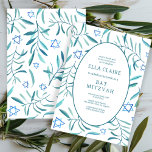 Watercolor Botanical Star of David Bar Bat Mitzvah Invitation<br><div class="desc">Perfect card to announce a bat mitzvah, bar mitzvah or other Jewish celebration! Hand made watercolor art for you on the front and back side! FULLY CUSTOMIZABLE! Click on “Personalize” above to edit the text. Click "edit using design tool" to adjust the fonts, colors and placements and to delete the...</div>