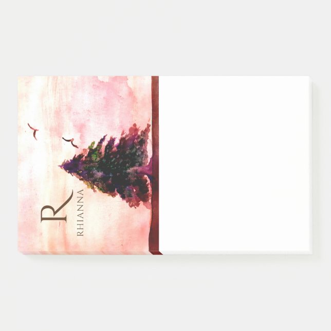 Watercolor Botanical Tree Rose Gold Abstract Post-it Notes (Front)