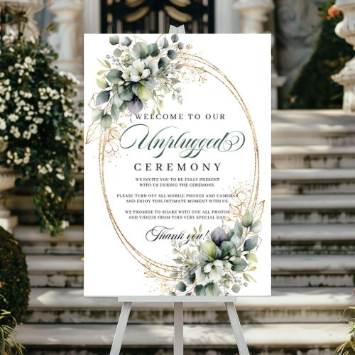 Watercolor Botanical Unplugged Ceremony Wedding Poster