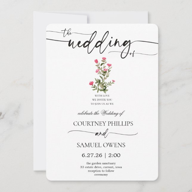 Watercolor Botanical Wedding Invite (Front)