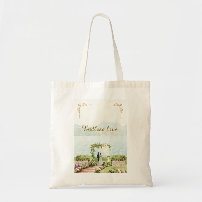 Watercolor Botanical Wedding Tote Bag – Elegant (Front)