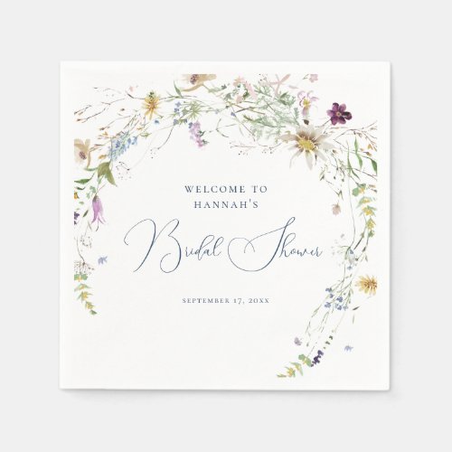 Watercolor Botanical Wildflower Bridal Shower Napkins