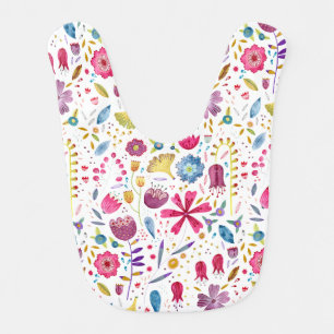 Watercolor Botanical Wildflower Hedgerow Painting Baby Bib