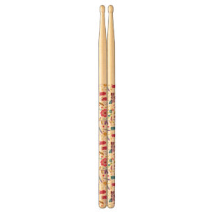 Watercolor Botanical Wildflower Hedgerow Painting Drum Sticks
