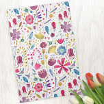 Watercolor Botanical Wildflower Hedgerow Painting Kitchen Towel<br><div class="desc">A modern watercolor painting of flowers and leaves in rich autumn colors scattered on a white background.</div>