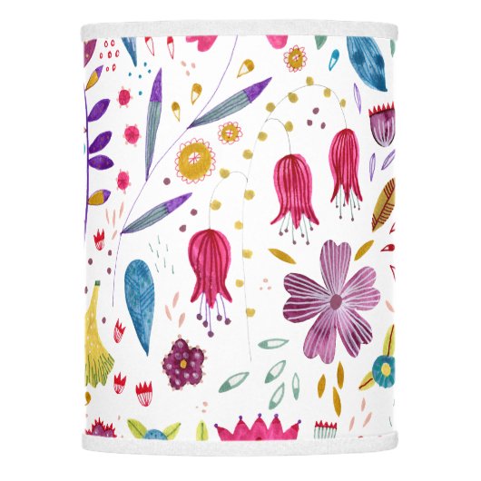 Watercolor Botanical Wildflower Hedgerow Painting Lamp Shade (Front)