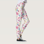 Watercolor Botanical Wildflower Hedgerow Painting Leggings<br><div class="desc">A pretty modern watercolor painting of flowers and leaves in rich autumn colors scattered on a white background.</div>